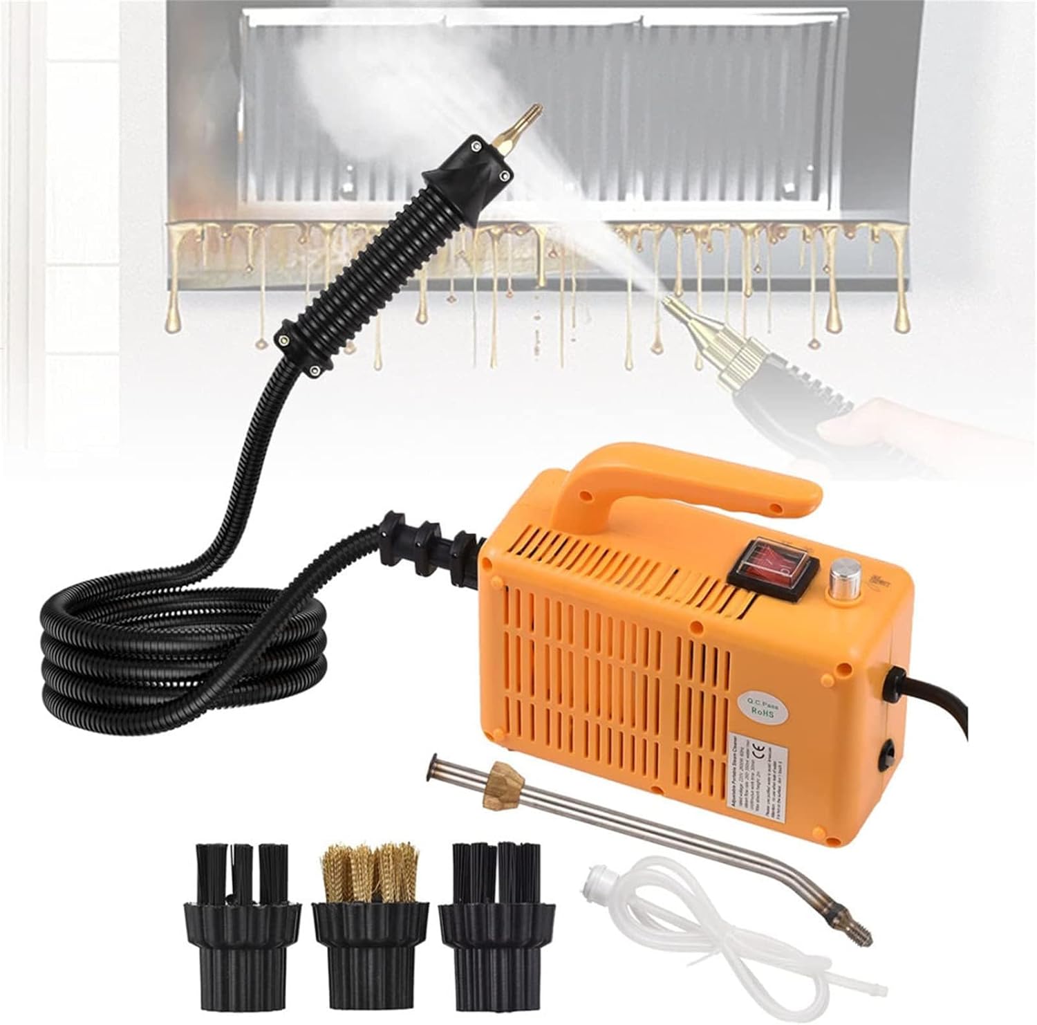 HEAXIY 2600W Steam Cleaner, Handheld High Temperature Pressurized Steam Cleaning Machine with Extension Tube Brush Heads for Kitchen Bathroom Car