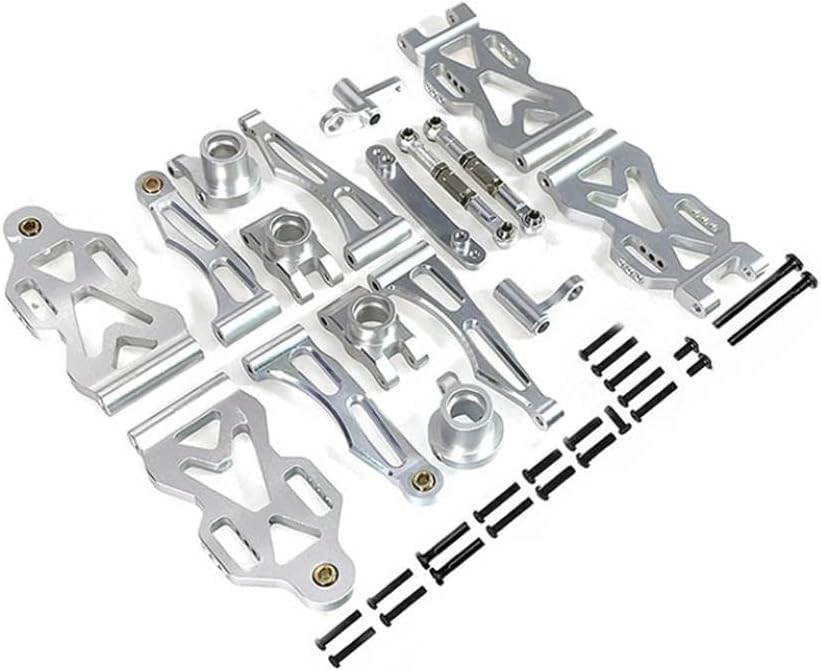Metal Suspension Arm Wheel Seat Steering Cup Set Upgrade Parts for RC Car Models 16101 16102Pro 16103 Compatible with Various 1 10 Scale RC Vehicles(Silver)