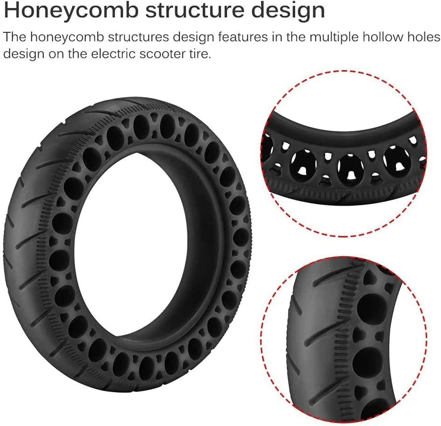 Wheels Electric Scooter Tire, 2Pack Anti Puncture Electric Scooter Wheels, High Performance Wheel Front Rear Tire Spare Honeycomb Tire for M365