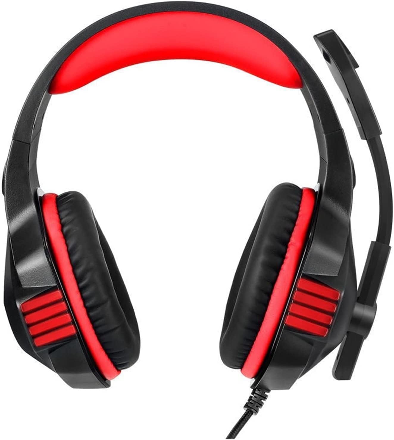 Headphones, Lightweight Over The Ear with Clear Sound and for Extra Bass, Long Cord, 3.5mm Jack for Phones and Laptops(Red)