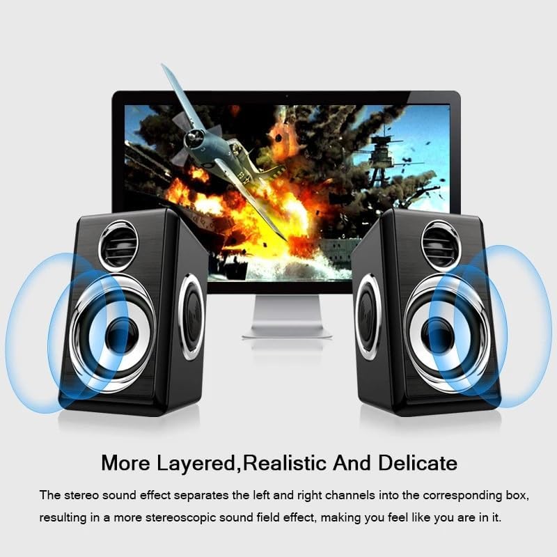 Wired Computer Speakers Bass Reinforcement 4 Diaphragm for Laptop Desktop Phone 8W High Power Loudspeaker