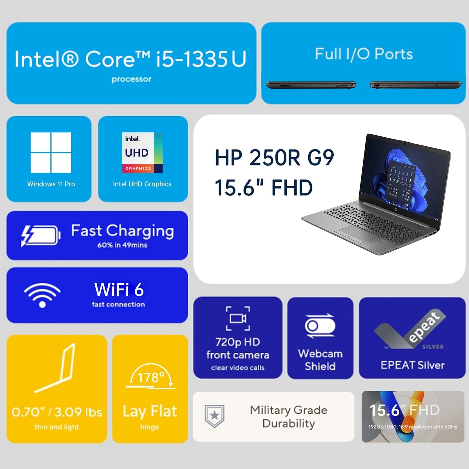 HP 250R G9 Laptop, 15.6