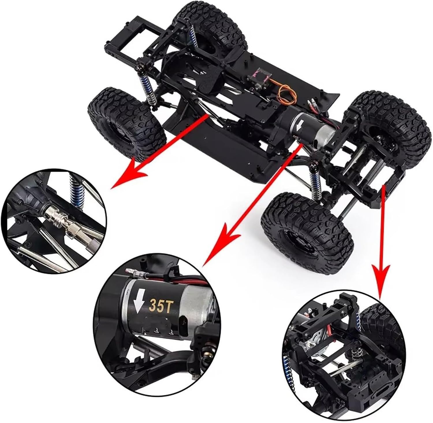 RC Crawlers Components For TRX4 1/10 Replacement 2-Speed Gearbox Frame Chassis With 550 35T Motor RC Crawler Car DIY Upgrade Kit Parts RC Car Accessories(Size 3)