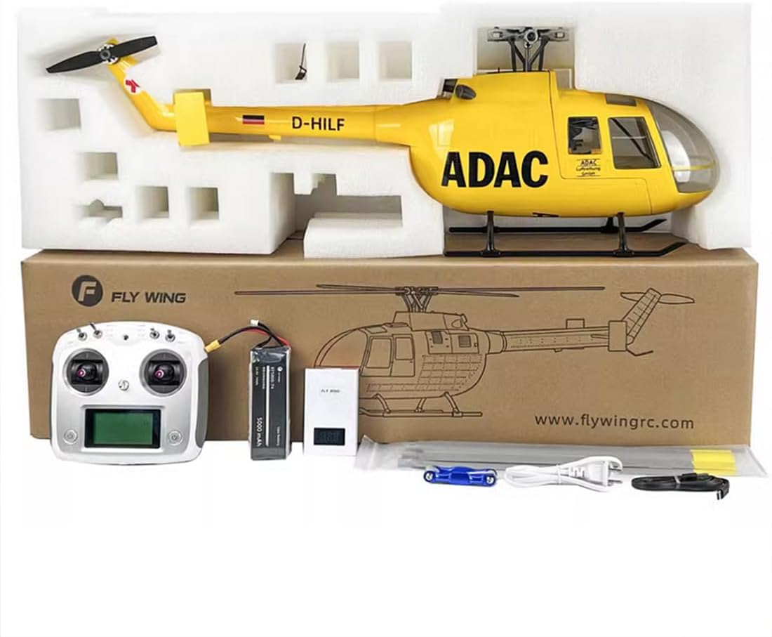 FLYWING BO105 RC Helicopter, 2.4G 6CH 470-Class RC Aircraft with GPS Positioning, Quick-Release Rotor System, Three Flight Modes, Outdoor Flight for Adult Enthusiasts, Beginner-Friendly