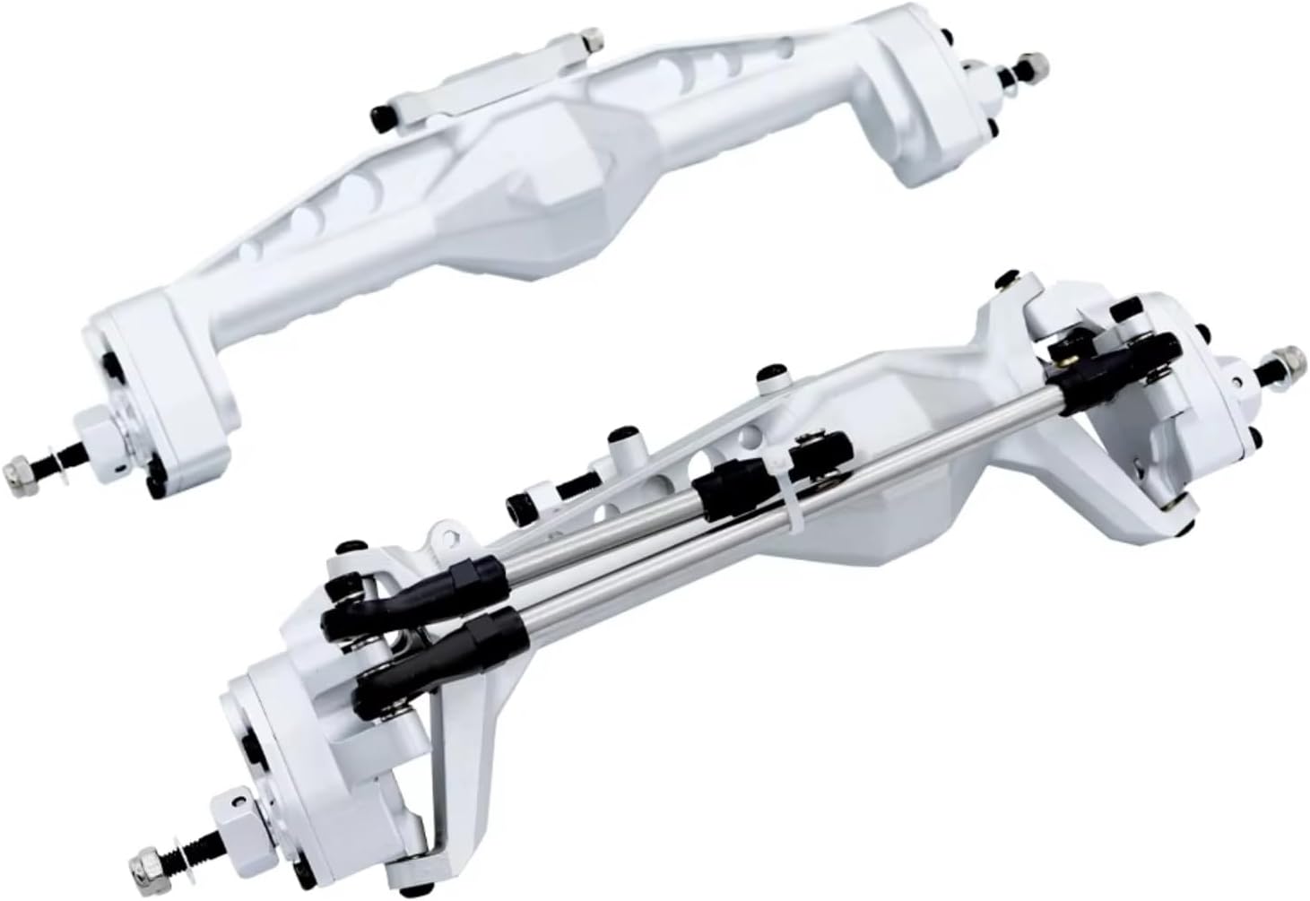 RC Axle Models For Axial For SCX10 III AXI03007 1/10 CNC Aluminum Front And Rear Portal Axle Adjustable Upper Link Mounts RC Crawler Truck Upgrade(Silver,1set)