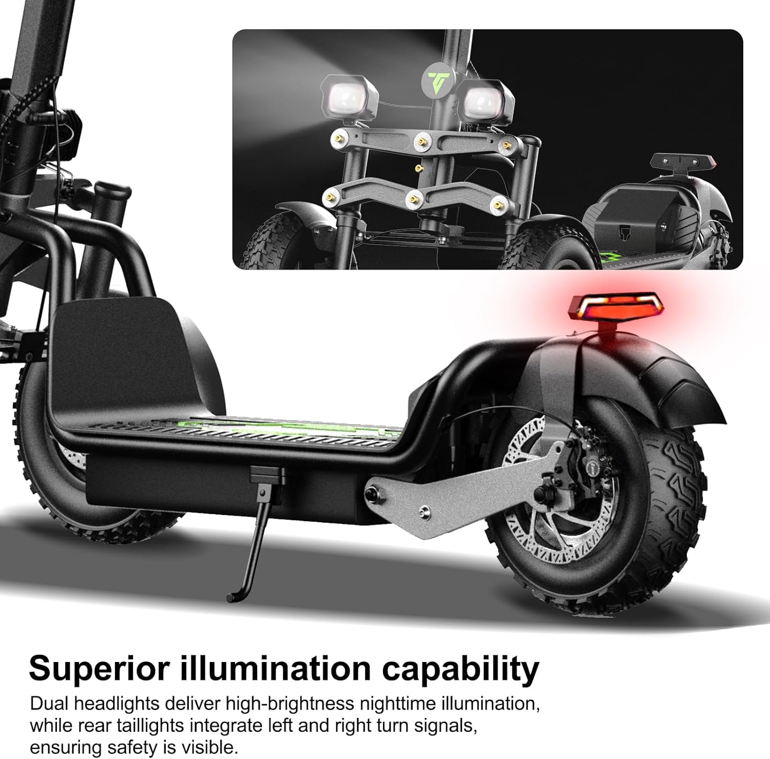 3-Wheel Electric Scooter for Adults, Dual 12“ Front/ 10” Rear Pneumatic Tires-Reverse Trike Design, All-Terrain 48V 1500W Motor, 47-Mile Range, 25 MPH, Hydraulic Brakes & Rear Suspension