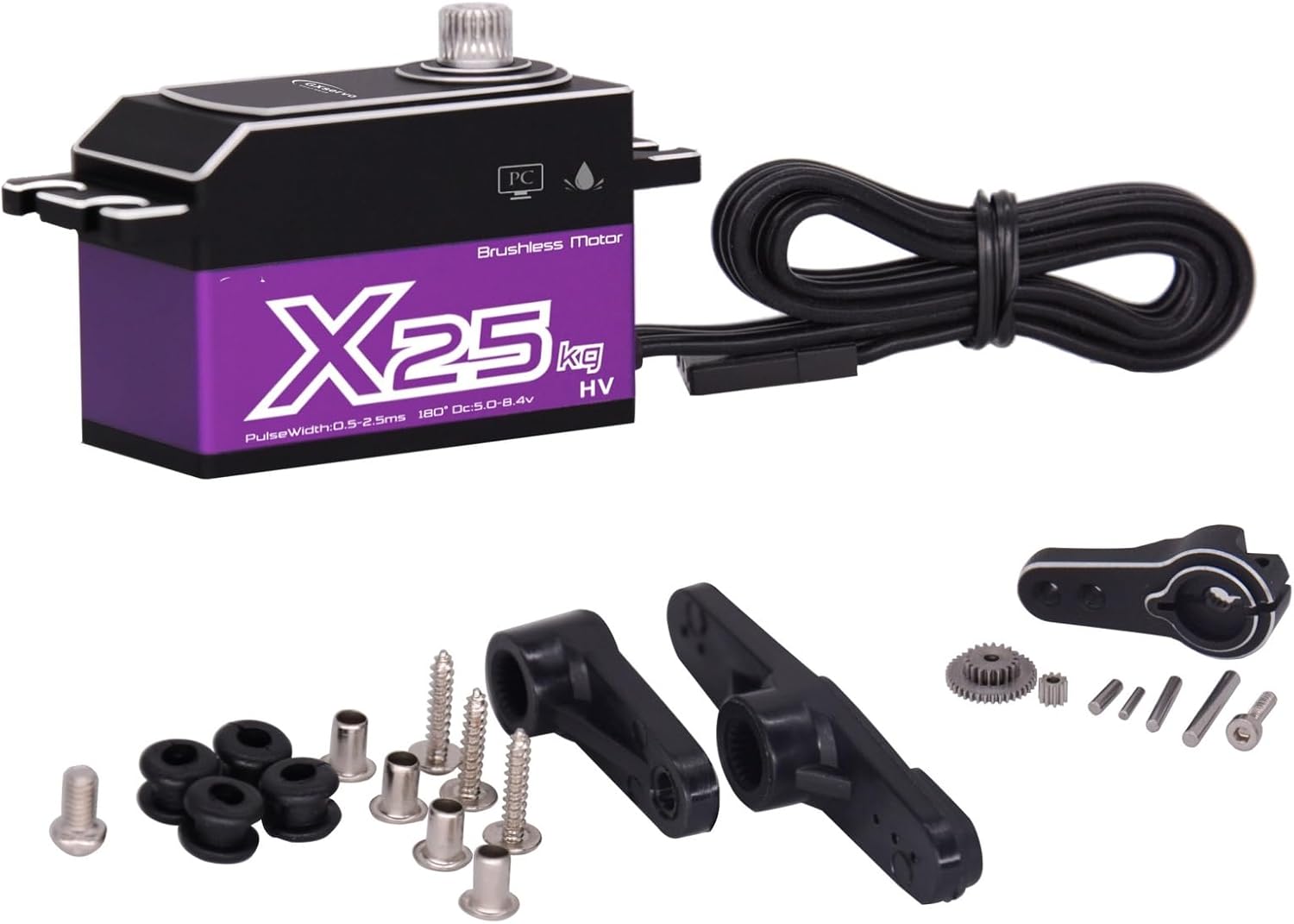 25KG brushless servo Aluminum Shell high Torque Full Metal Gear Waterproof 1:10 Short Body Flat Run