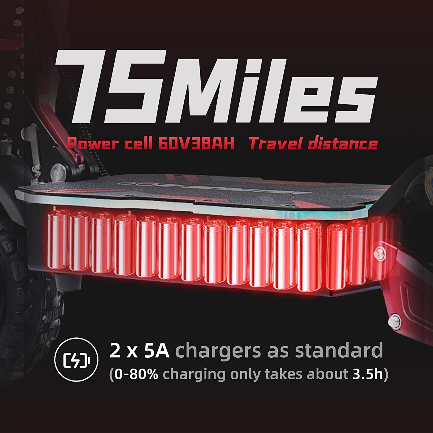 75 Miles Range Electric Scooter for Adults, 55MPH max Speed，60V38Ah Battery,6000w Dual Motor keyless Unlock RGB Lights 11