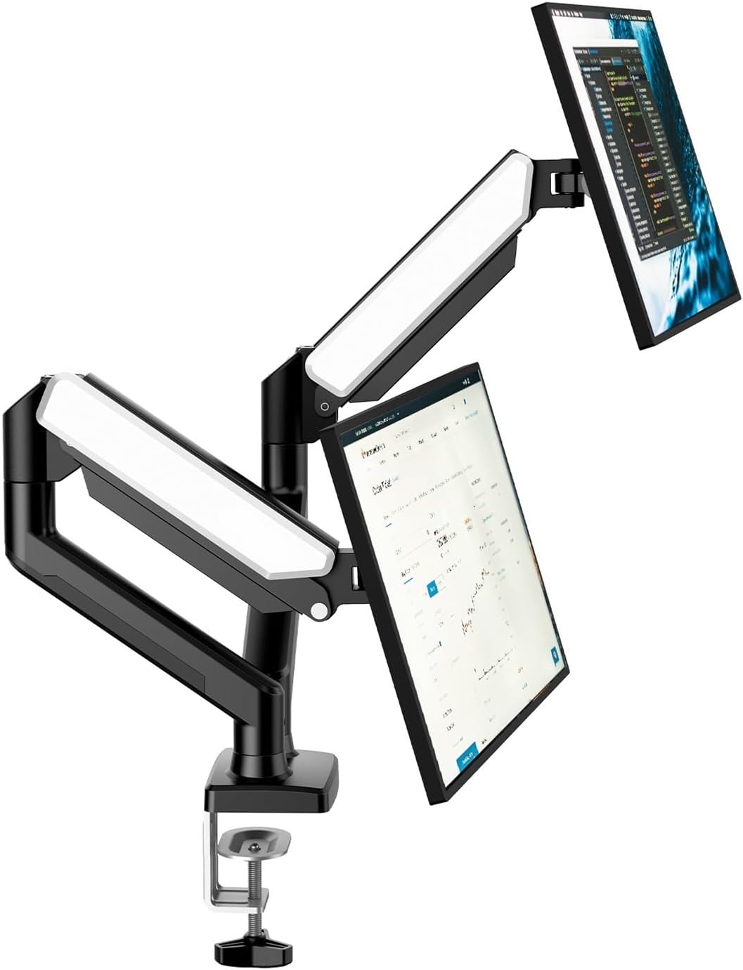 MS-002 Monitor Stand Dual Arm with C-clamp and Grommet Mount for Flexible Adjustment and Easy Monitor Stand Installation