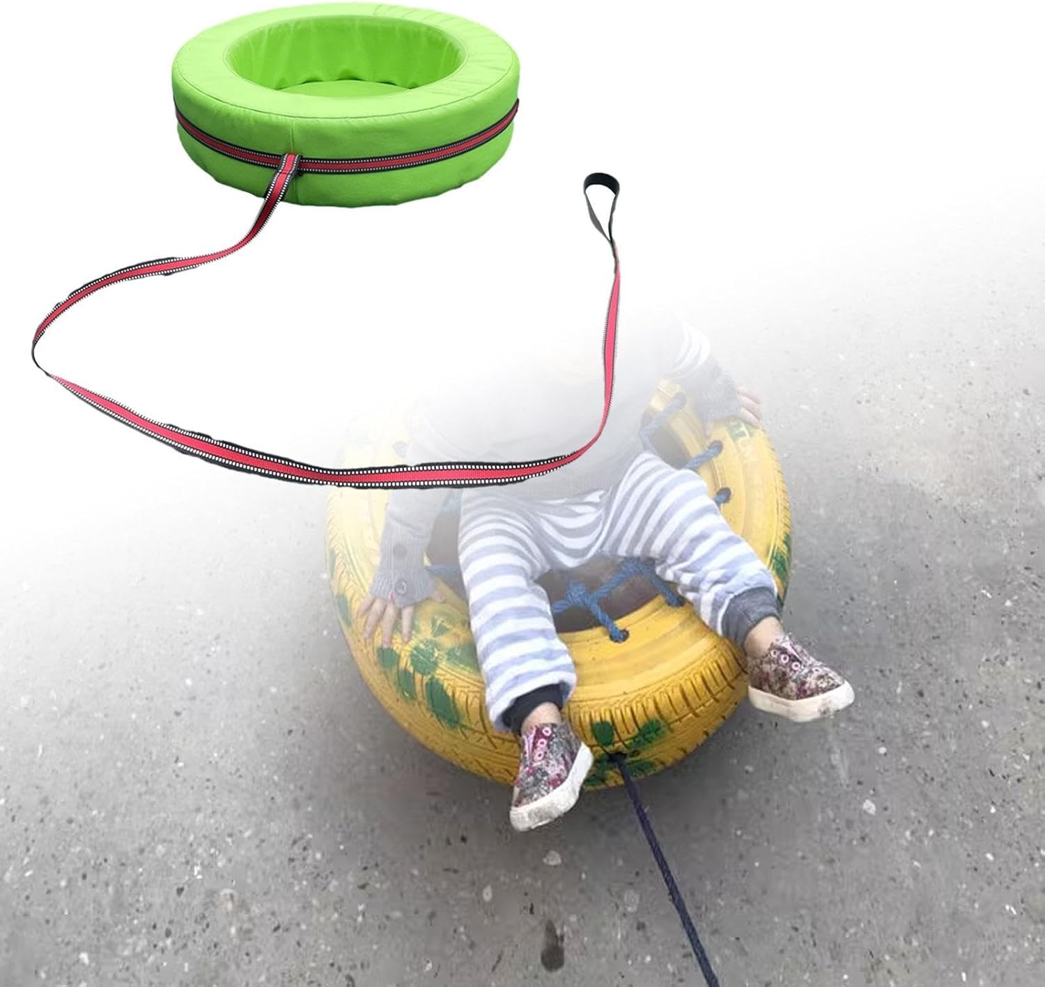 Generic Kids Hand Pulled Cart with Wheels, Rotating Children Soft Tire Cart Interactive Toy for Outdoor Playground Teamwork Birthday, Green