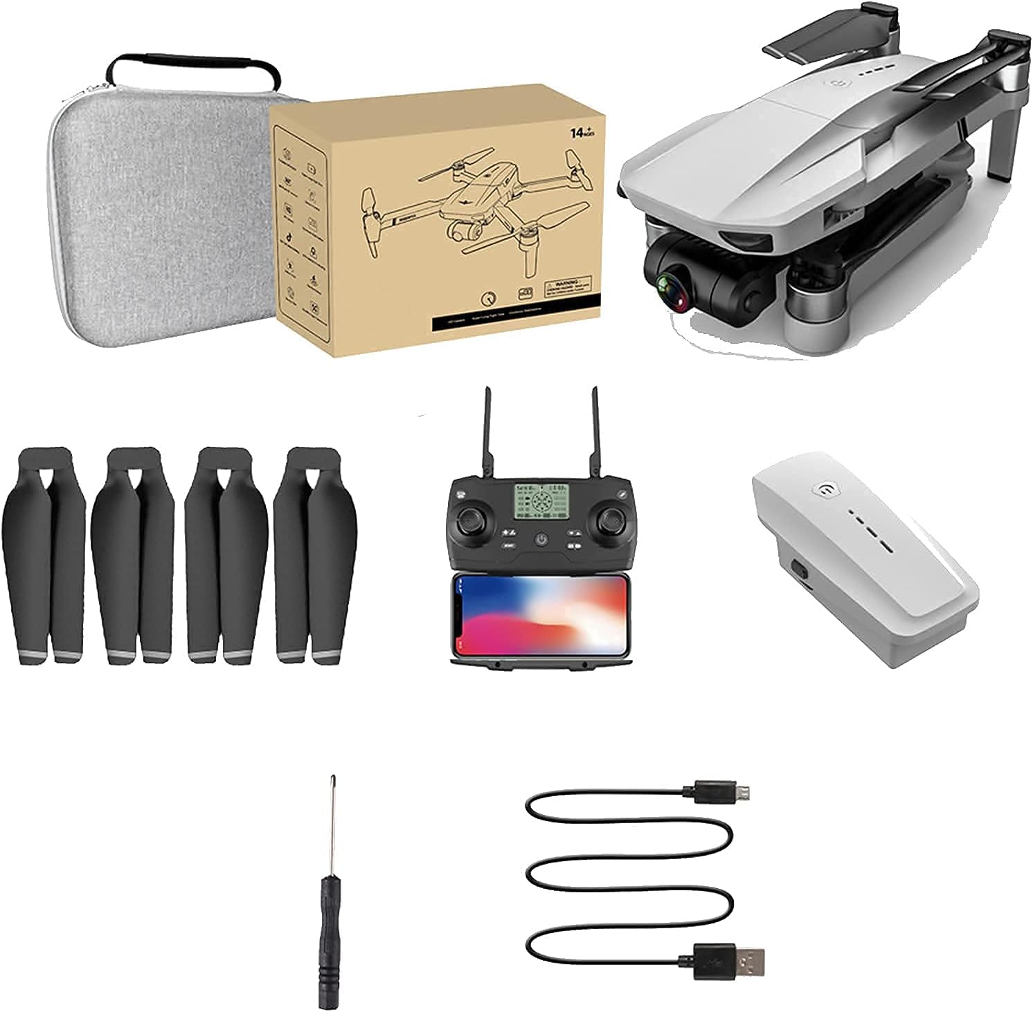 Drone with 8K Camera 2 Axis Gimbal Quadcopter with 30 Mins Flight Time 5G FPV Live Video Brushless Motor 50x Zoom Follow Me Waypoints