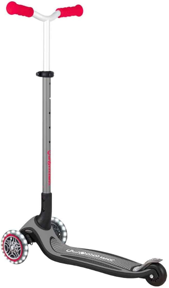 GLOBBER Master Lights Children's Scooter, 120/80 mm, ABEC 9, 3 Wheels, Height Adjustable, LED Light Wheels, Black/Red