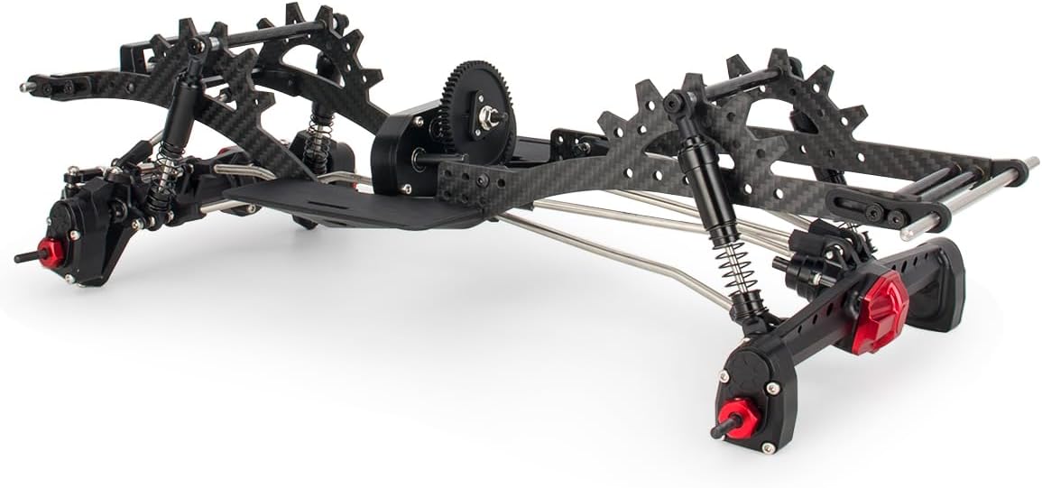 Carbon Fiber LCG Chassis Kit Frame Rails Skid Plate CMS Servo Panhard Mount for 1/10 RC Rigs Crawler Capra SCX10 II VS4-10 Comp Builds DIY Parts (Full Chassis Kit)
