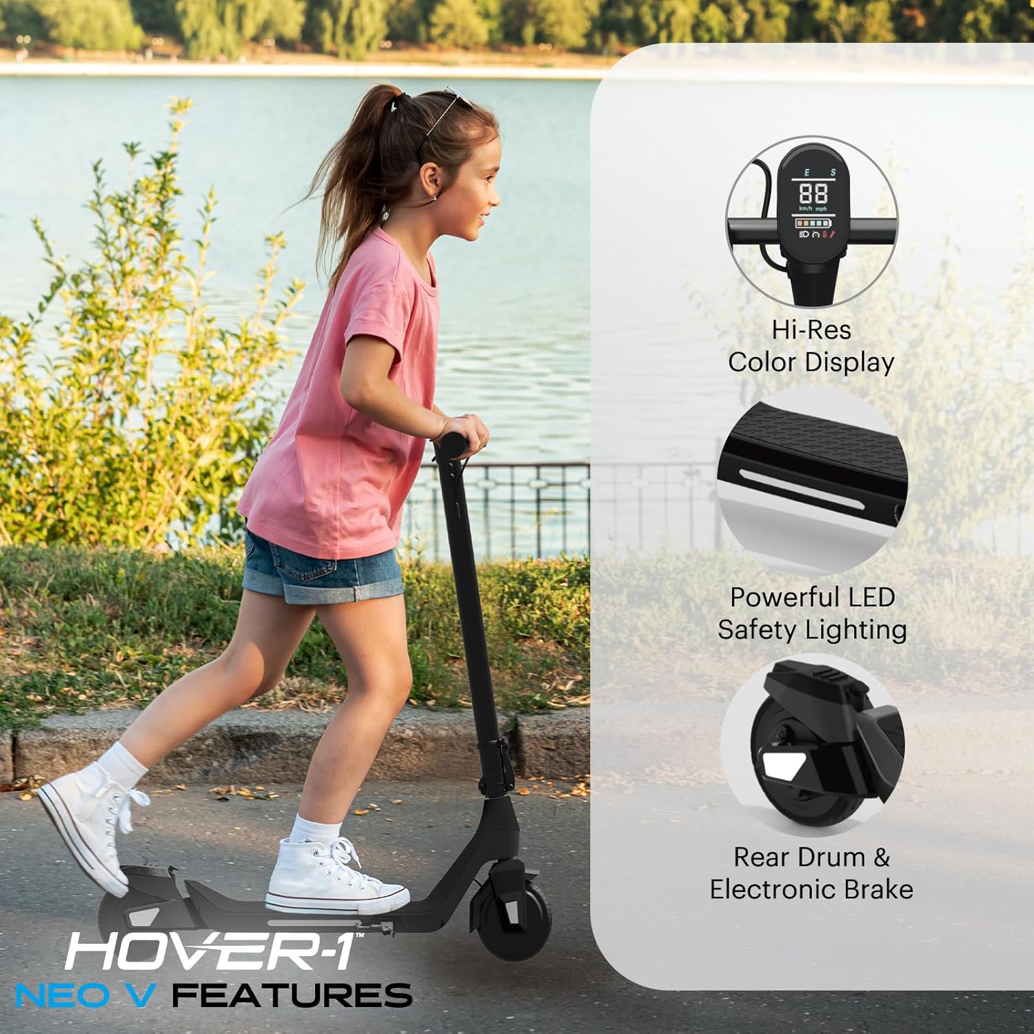 Hover-1 Neo Family Foldable Electric Scooter with 300W/250W/200W Rated Brushless Motor, 16/14/12 mph Max Speed, 8.5