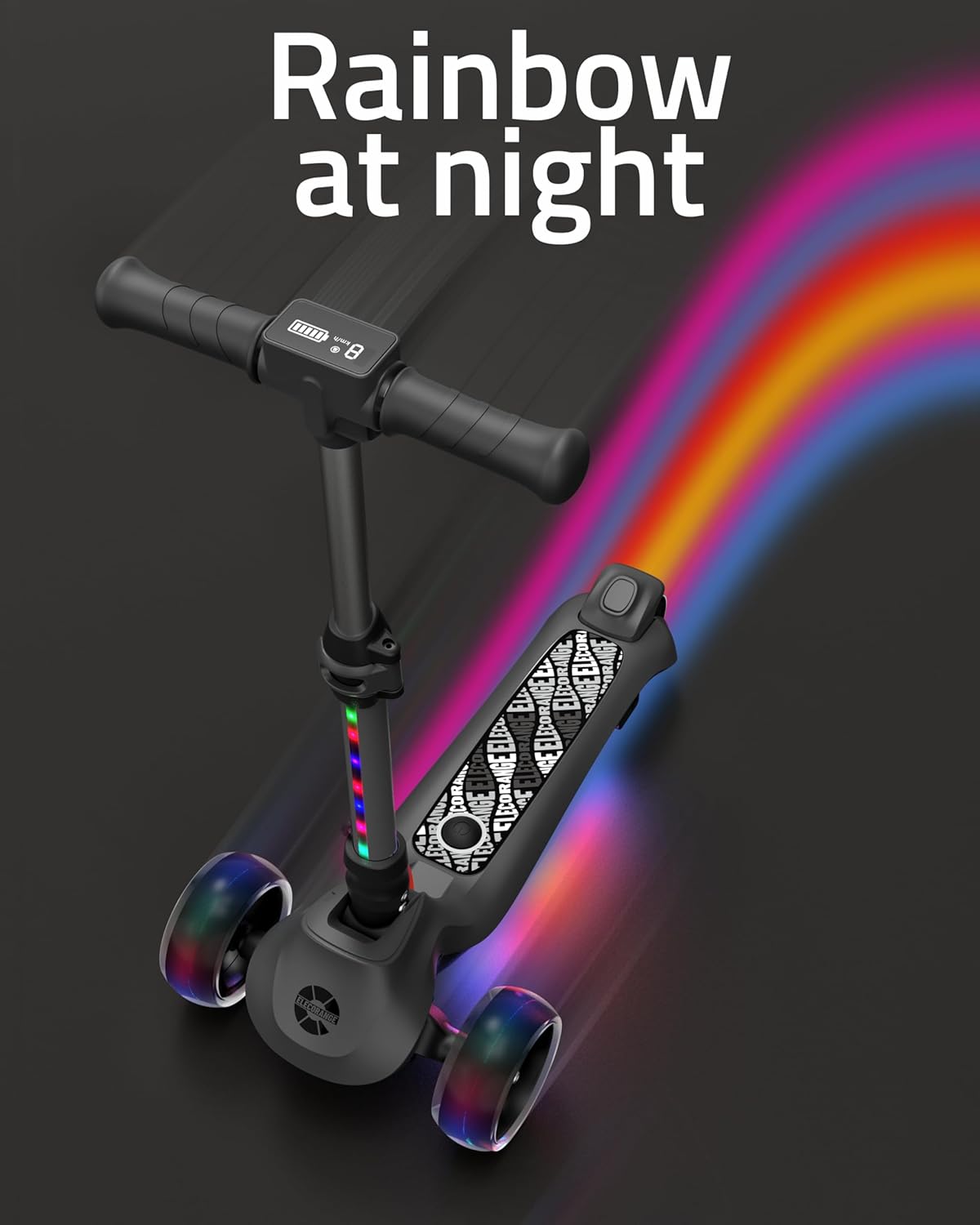 Elecorange T200/T500 Balance Electric Scooter for Kids Age 4-9, 2 Types Front Wheels, Electric Horn, Full Body Lights Up, Wide Deck, 5Mph Safe Speed, 70min Riding, Foldable Kick Scooter Boys & Girl