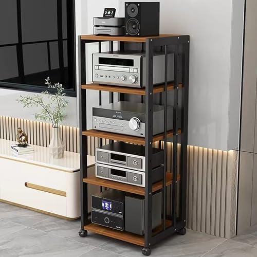 AV Media Stand Cabinet - Heavy Duty Floor-Standing Audio Rack with Adjustable Shelves