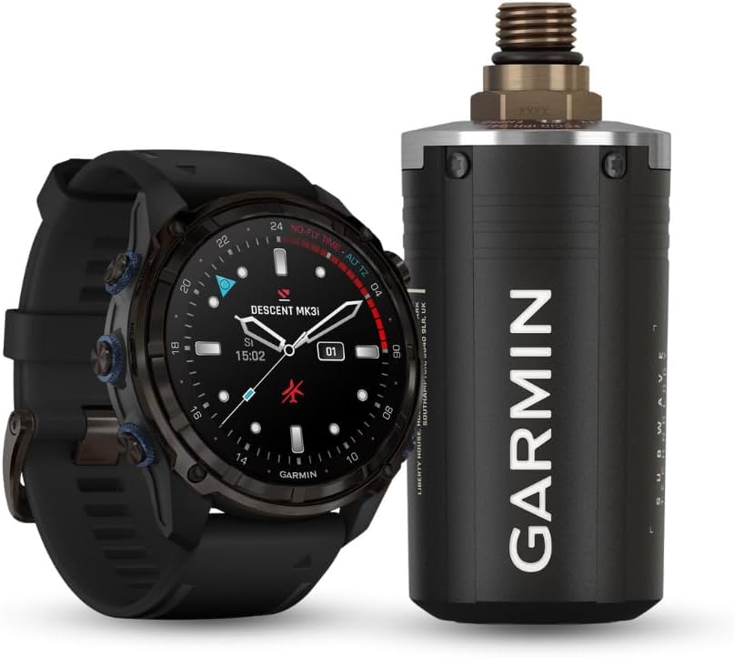 Garmin Descent Mk3i Watch-Style 51mm Dive Computer (Carbon Gray, Black Band) Bundle Descent T2 Transceiver with Enhanced SubWave Sonar Technology (2 Items)