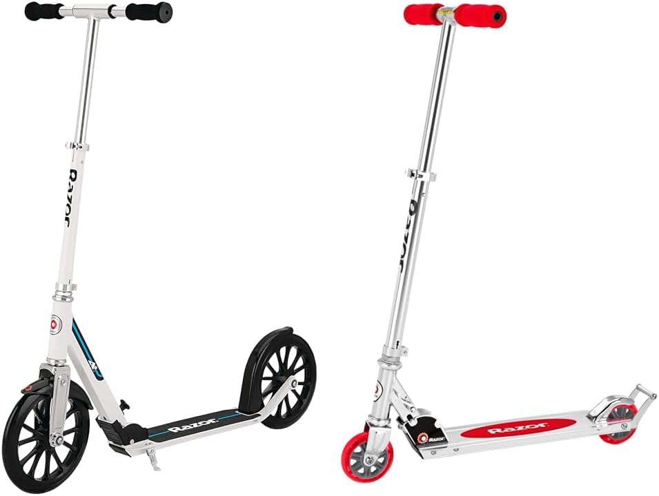 Razor A6 Kick Scooter - White - FFP and AW Kick Scooter for Kids - Wheelie Bar, Foldable, Aluminum Frame