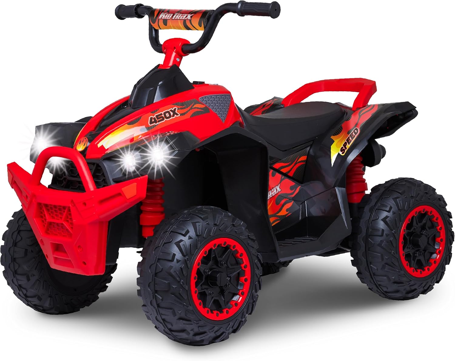 Kid Trax 12V ATV Ride On - Electric ATV, 2 Speed, Ride On Toys, Led Headlights, Quad Four Wheelers, Forward and Reverse, Kids Car Ride On, Indoor/Outdoor Toys, Max Weight 77 lb, Ages 3-8, FIRE RED