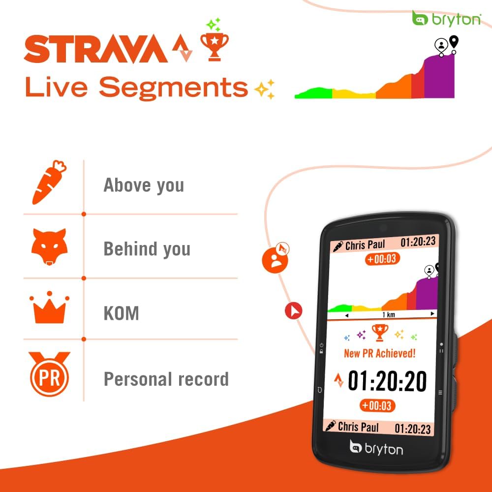 Bryton Rider S810 Sensor Bundle 3.5 Inch Color Touchscreen GPS Bike/Cycling Computer, 50H Battery Life, Offline Maps & Navigation, Advanced Climb Challenge 2.0, Live Tracking