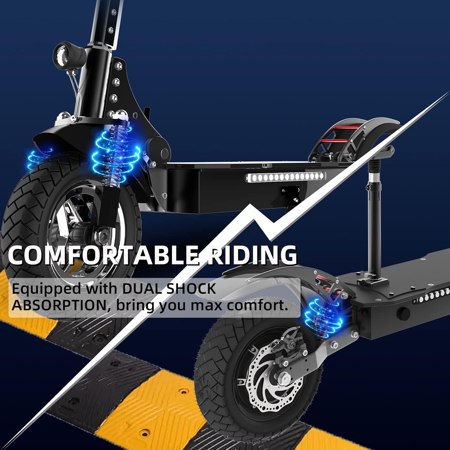 X750 Electric Scooter Adults, 1600W Motor Power, 40 MPH Fast Speed & 50 Miles Long Range, 10” Pneumatic Tires, Dual Suspension, Foldable Electric Scooter 300 lbs Max Load