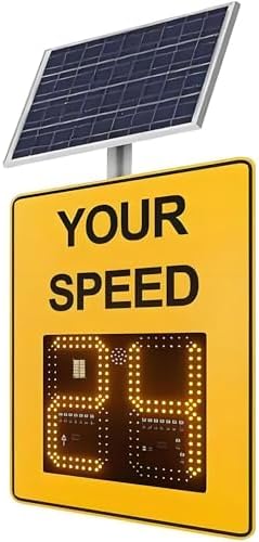 Solar Powered LED Radar Speed Limit Sign, Remote Control Traffic Feedback Display, Digital Speed Detector Board, 24
