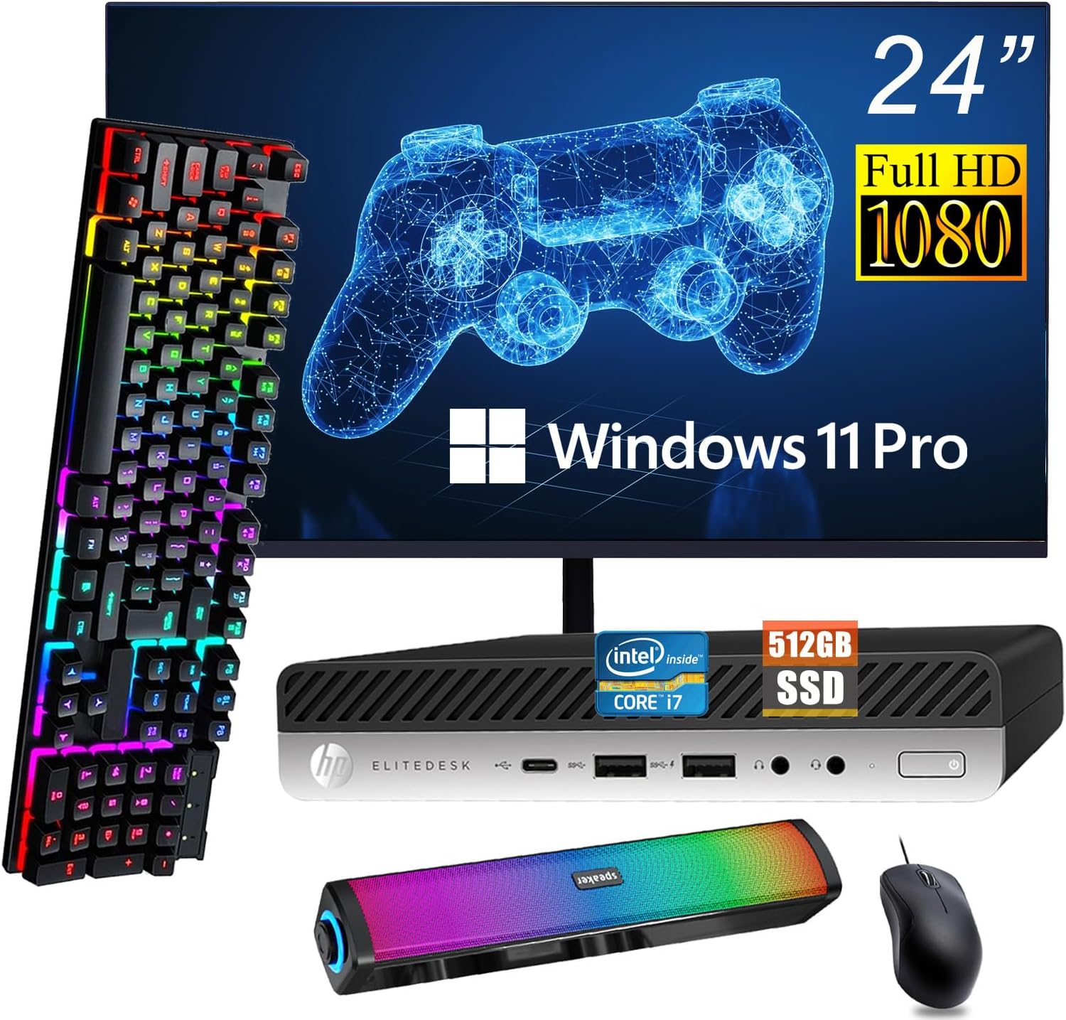 HP Elitedesk 800 G3 Mini PC Desktop with 24