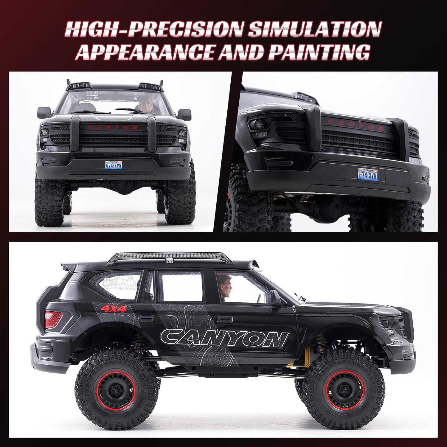 EAZYRC FMS Canyon 1/10 RC Crawler with Innovative DIG System LCG Chassis,Pro 4x4 RC Rock Truck with Portal Axles, 2-Speed Transmission, Full Metal Oil Shocks,High Simulation Remote Control Car