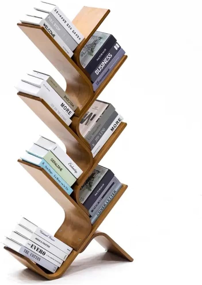 Bamboo Tree Modern Bookshelf, Curved Standing Bookcase Rack Book Storage Organizer Shelves, Display Floor Book Shelf Space Saver for Home Office Living Room (Color : /Brown, Size : 7 Tier)
