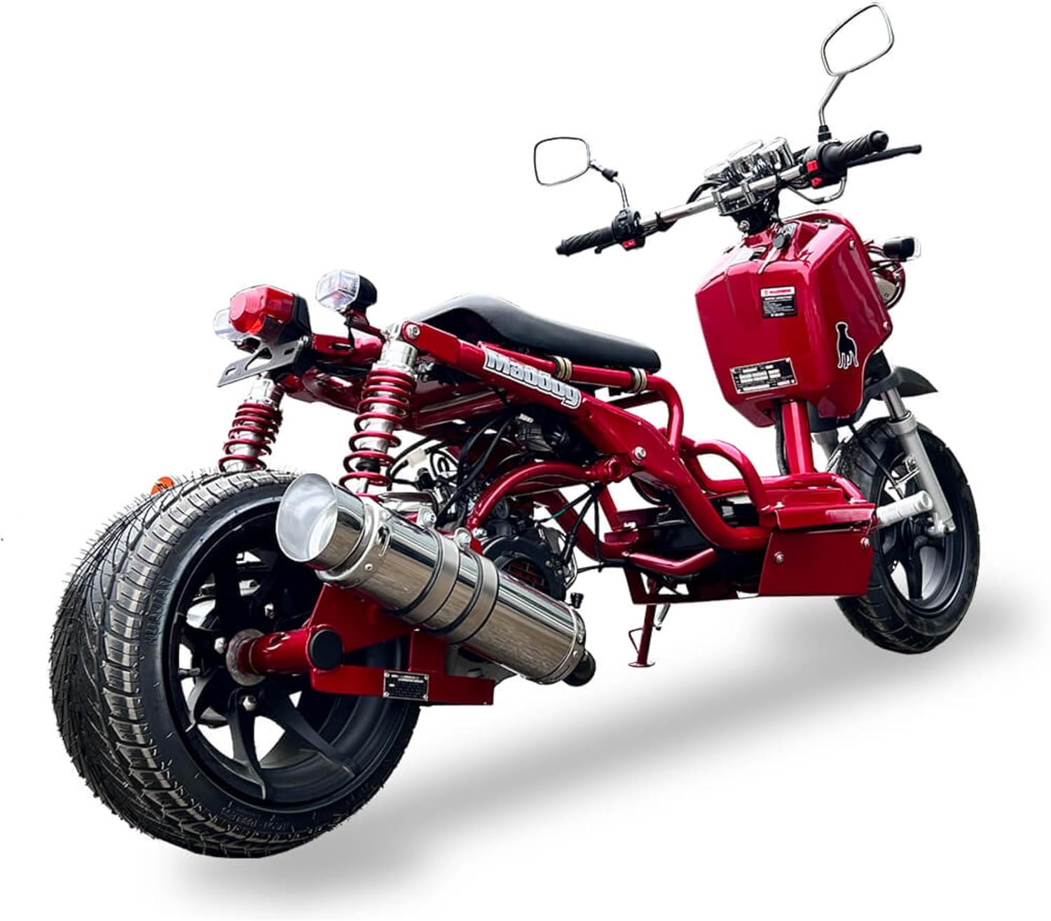 150cc Stretched Scooter, Generation 1, Automatic Transmission, PMZ150-19, Wide 205/30-12 Rear Tire, Retro Speedometer, Gas Gauge, Street Legal Moped for Adults, Powerful GY6 Engine