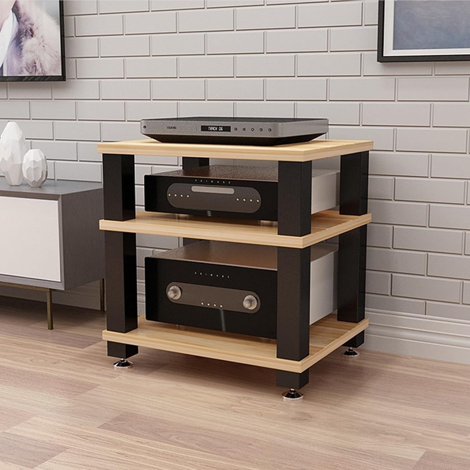 Fakednss AV Media Stand - Stereo Racks and Stands with Storage Shelves