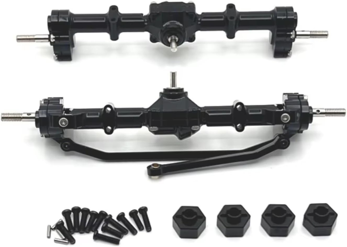 RC Models Parts For MN For MN168 1/12 RC Car Upgrade Parts Metal Portal Axle Kit Front And Rear Assembly 12mm Adapter(Black)