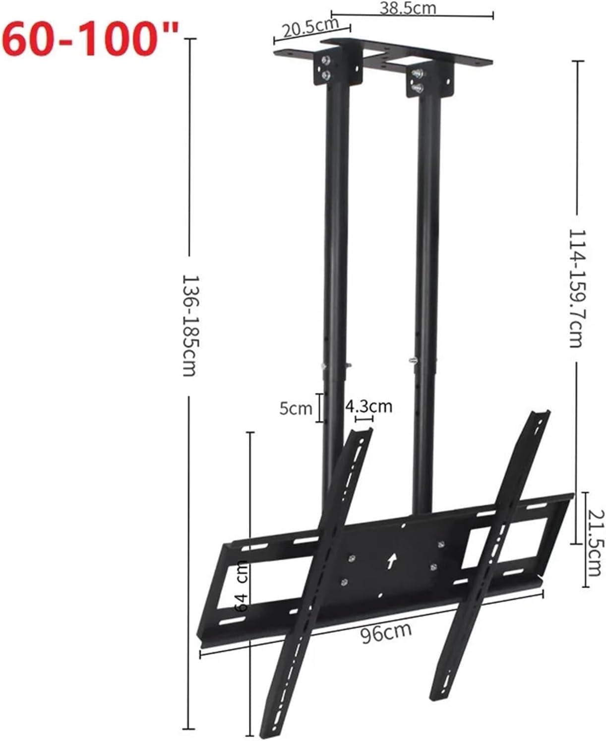 60-100 Inch TV Ceiling Mount Bracket Hanger Tilt Bracket Telescopic