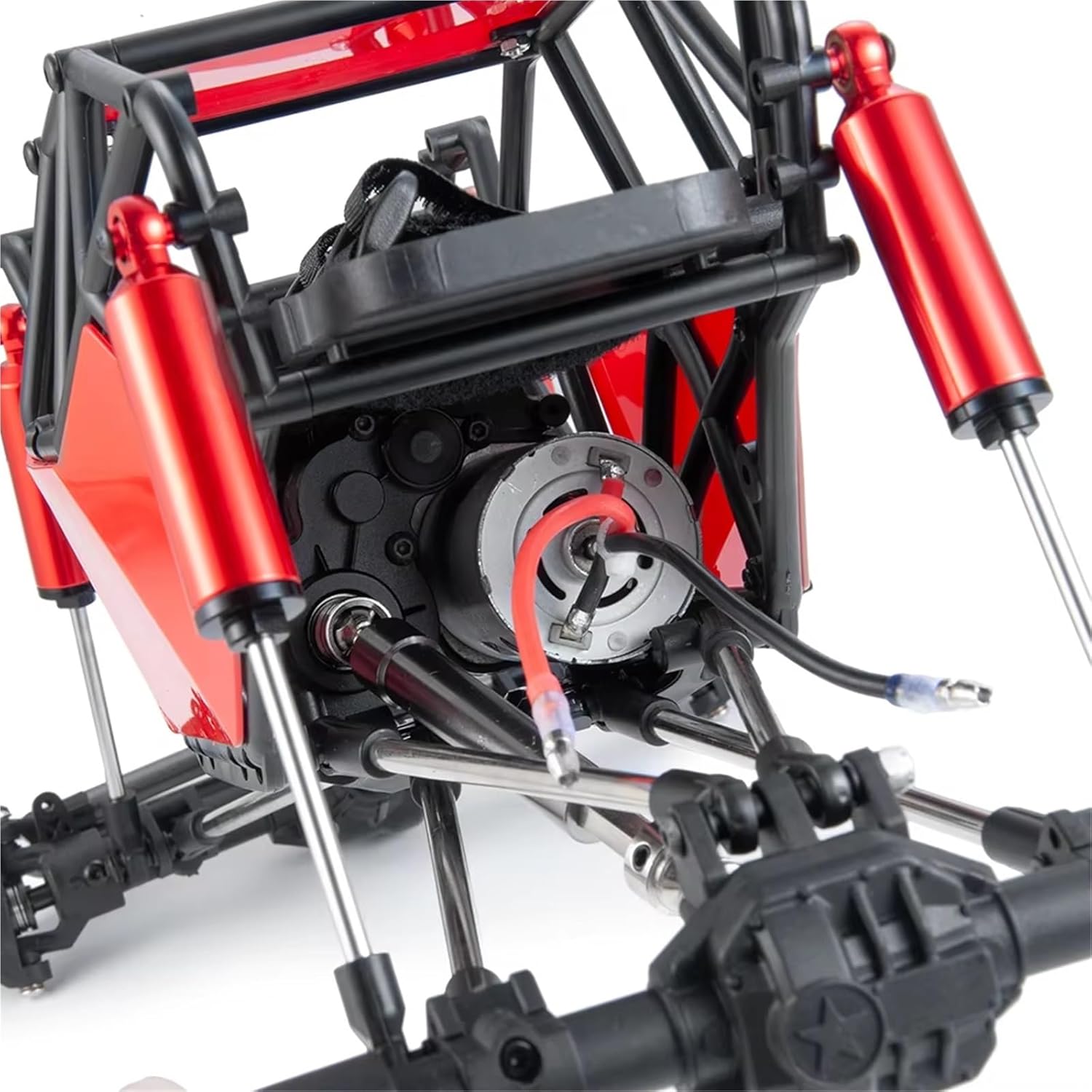 RC Cars Crawler Parts Compatible with Axial for SCX10 90046 Upgrade Part 1/10 for Rock for Buggy Body Shell Plastic RC Roll Cage Car/Rubber Tire Wheel Parts(Red)