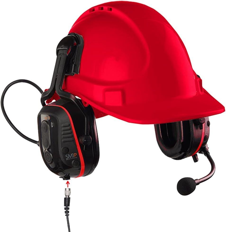 SM1P-IS Hazardous Location Smart Wireless Industrial Communication Headset, Helmet Mount, 23 dB NRR, Noise Cancelling Ear Protection, 82 dB Volume Limiter, Manufacturing, Oil & Gas, Mining