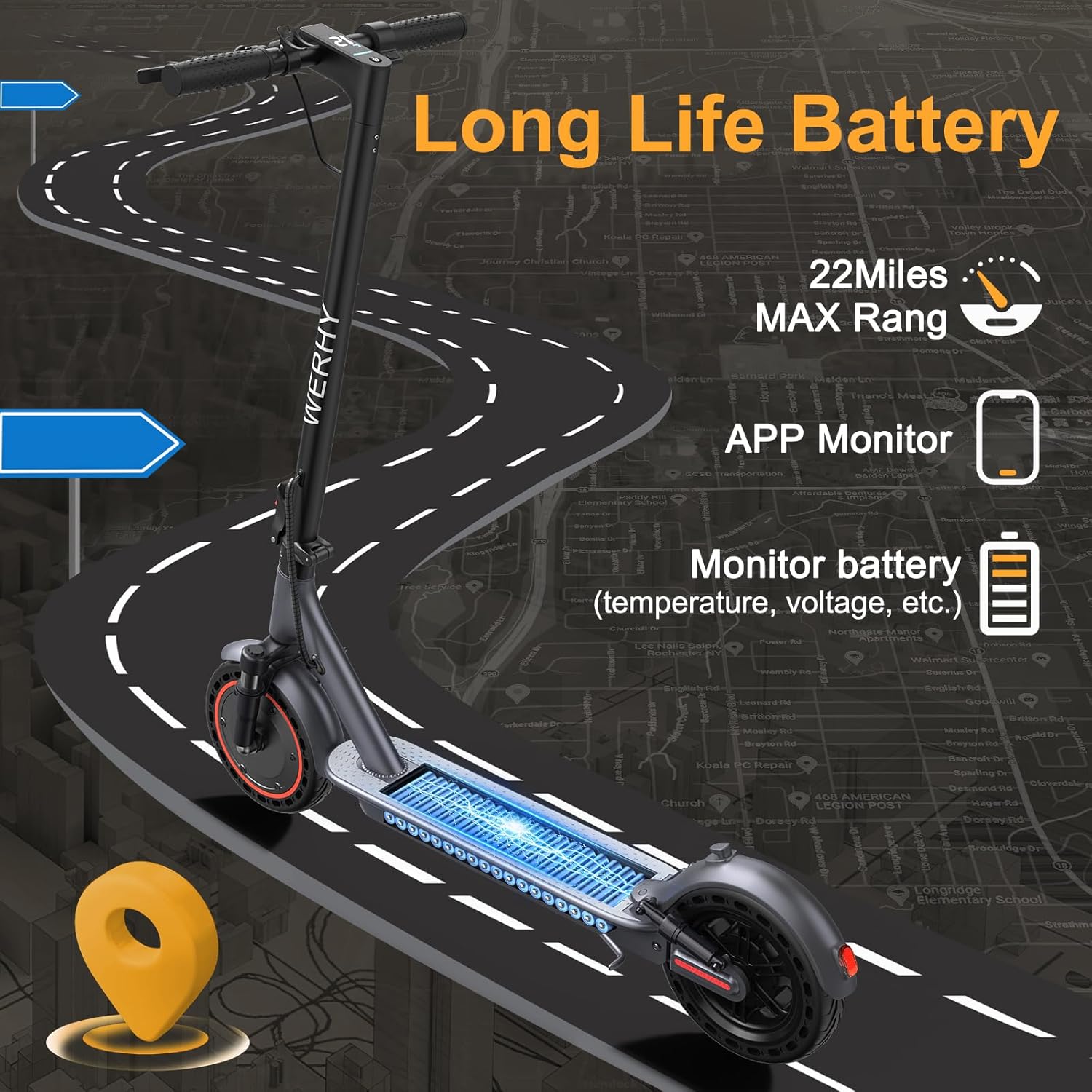 Electric Scooter, Powerful 500/350W Motor, 10