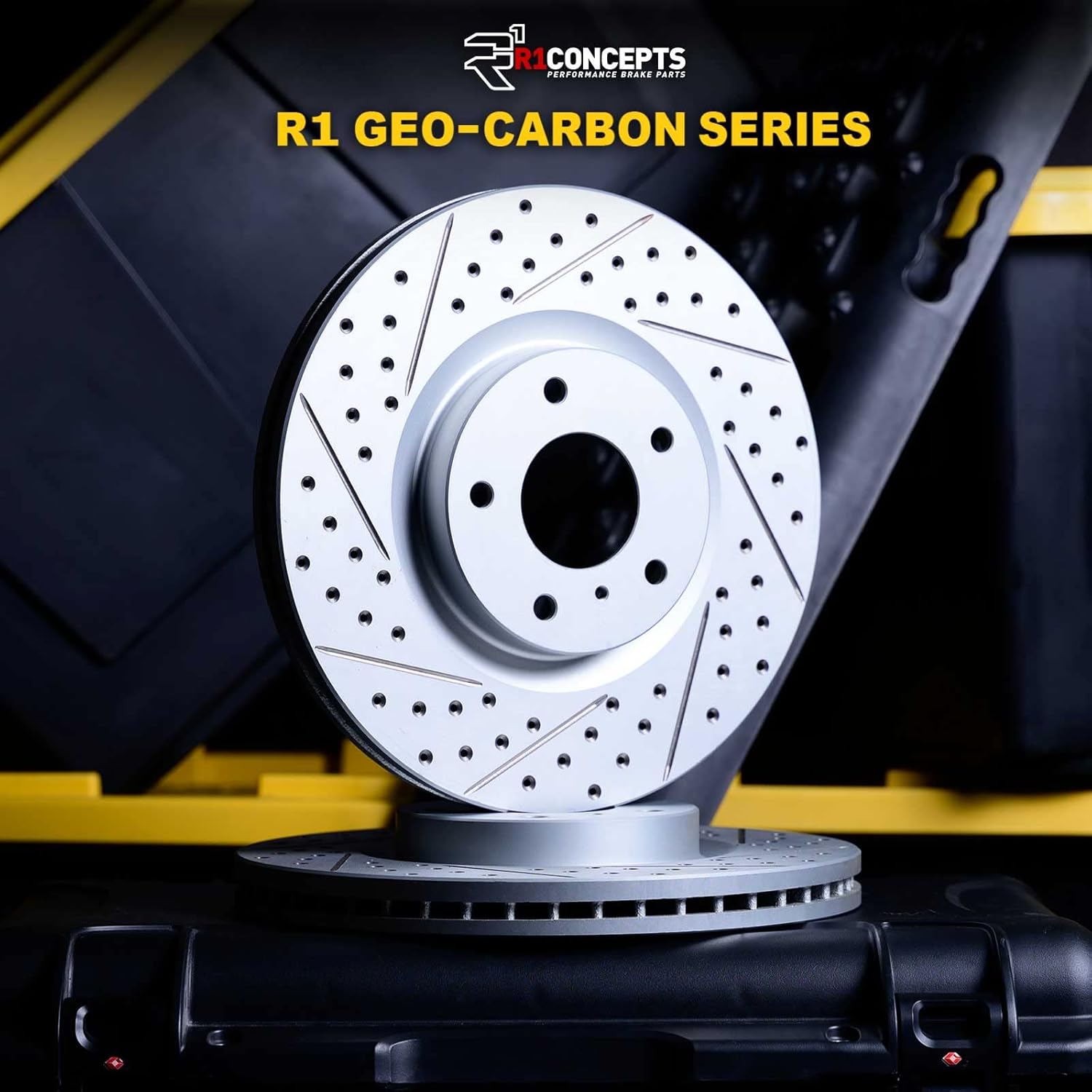 R1 Concepts Front Brake Rotors For 1995-2000 Lexus LS400| Drilled Slotted Disc Brake Rotors| Brakes and Rotors Brakes and Rotors