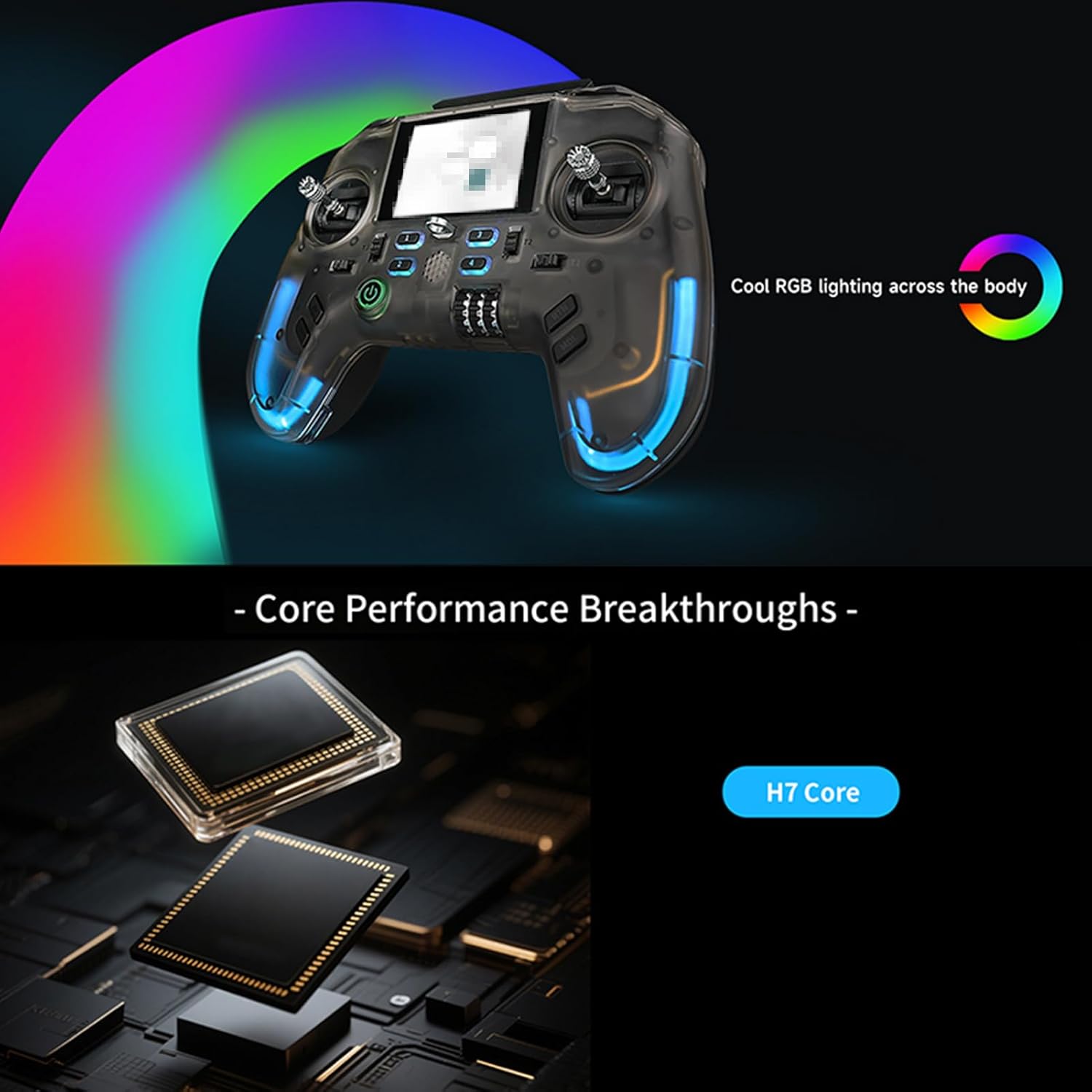 Flysky Open Source Remote Controller, 2.4GHz RC Radio Transmitter with 2.4 inch IPS Screen, Gyro, Retractable Antenna, Programmable Transmitter for RC Car Boat Aircraft Robot