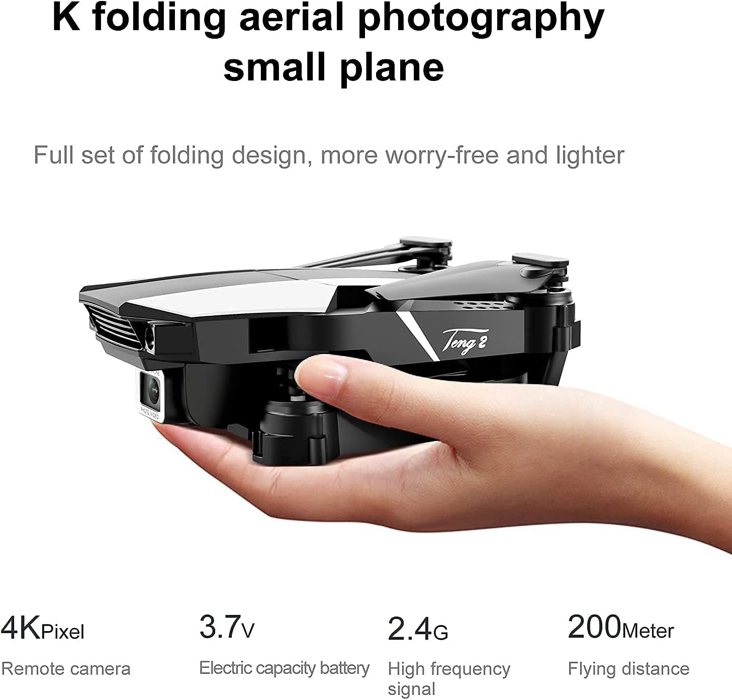 2 Batteries RC 4K Drone Dual HD Camera WiFi Aerial Photography Foldable Quadcopter with Headless Mode Hand Gesture Photographing Steady Hover Gravity Sensor Headless Mode with Storage