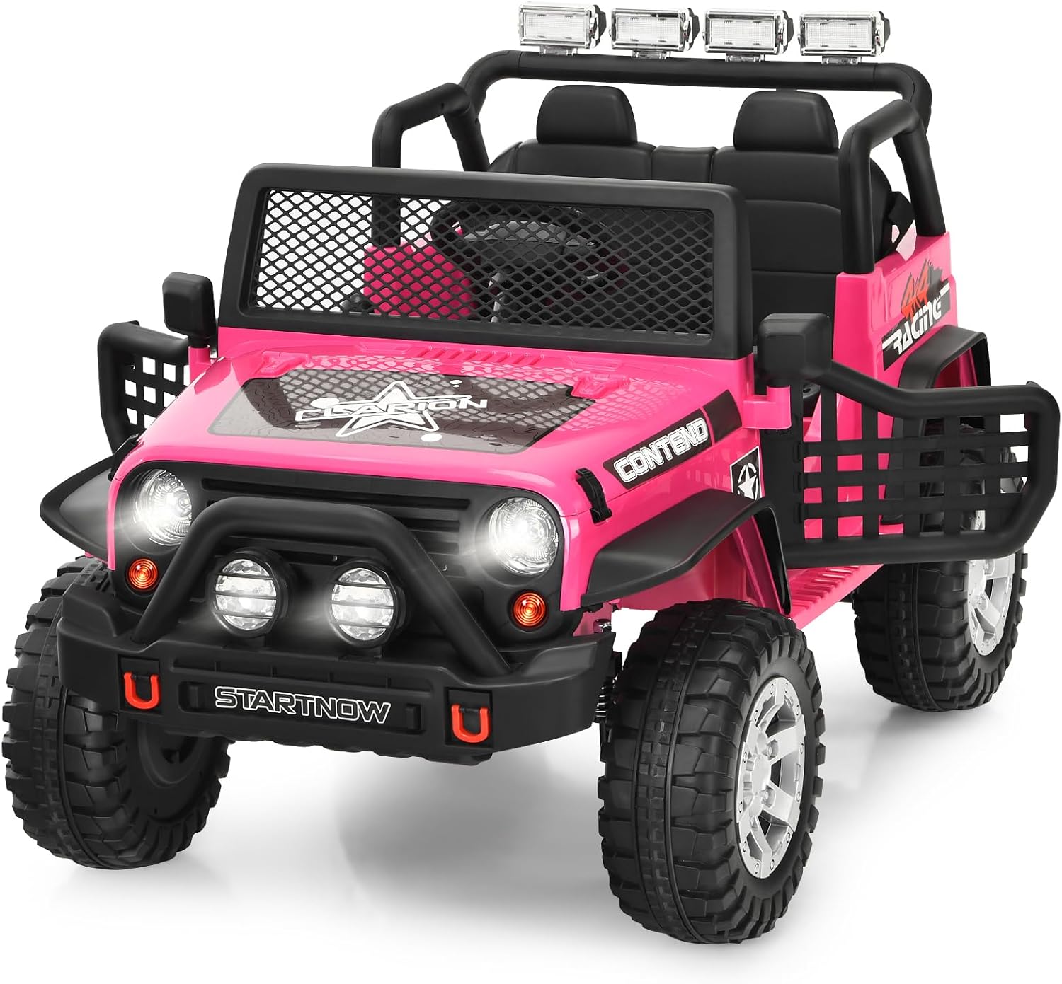 MAT EXPERT 2 Seater Ride on Car for Kids, 12V Battery Powered Toddler Car with Remote Control, Spring Suspension, LED Light, Music & MP3, Electric Vehicle Truck Kids Car for Boys & Girls (Pink)
