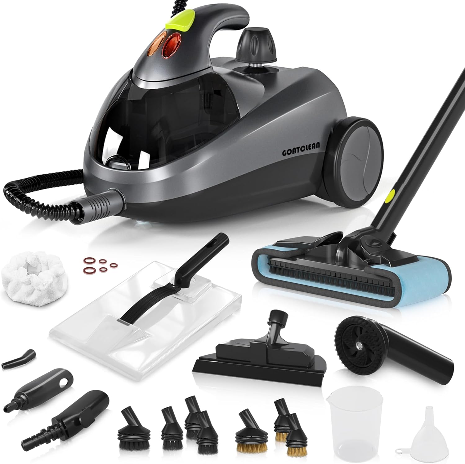 GOATCLEAN Steam Cleaner, Power Steamer for Chemical-Free Home Cleaning, 22-Piece Accessory, Multipurpose Floor Cleaner for Grout, Kitchen, Bathroom, Car, Upholstery, 16ft Cord, High Temperature