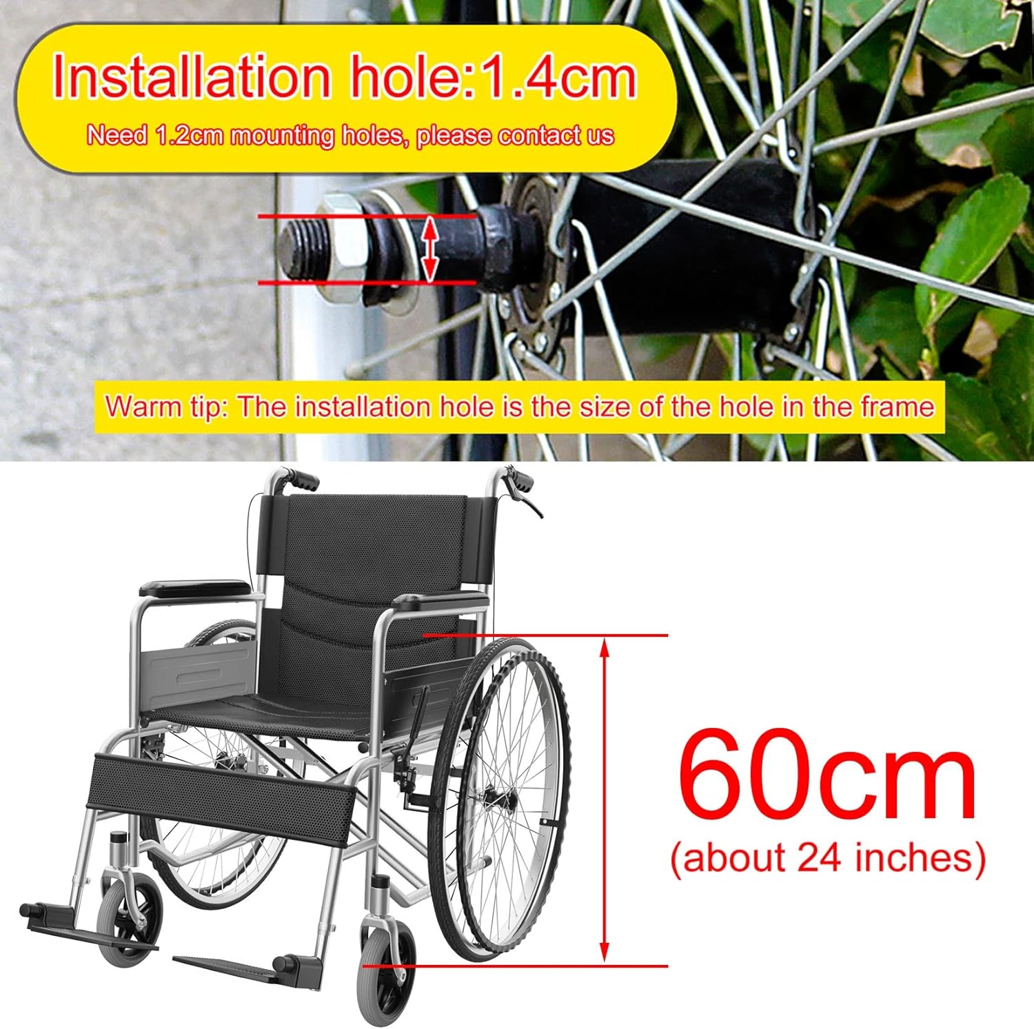 Wheelchair Wheels Replacement 2 Pack 24