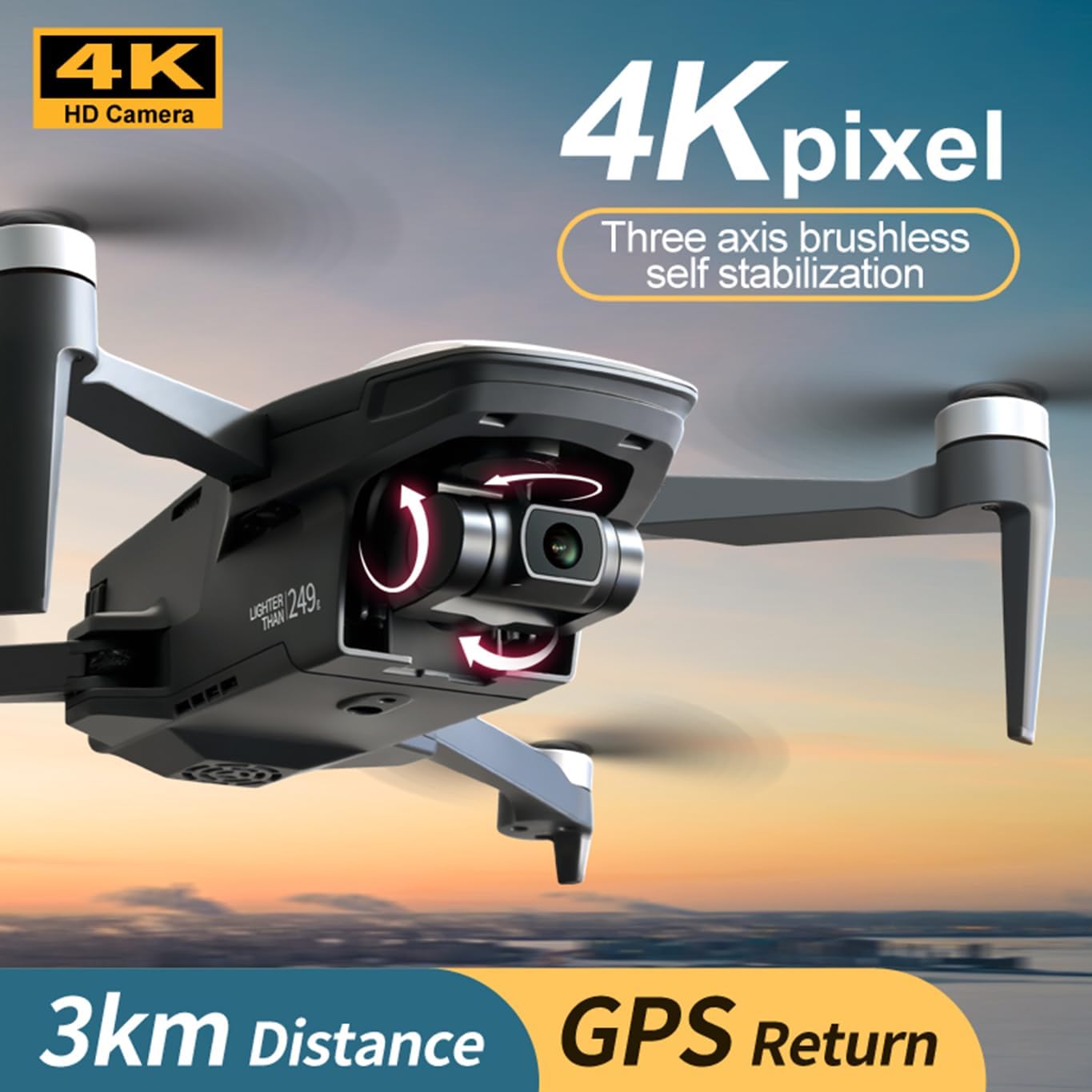 FireFly Faith Mini Drone 4K Dual Camera, 3-Axis Gimbal, 27 Minutes Fight Time, 3KM Flying Range, Advanced Auto Return, Trajectory Flight, Smart Hover