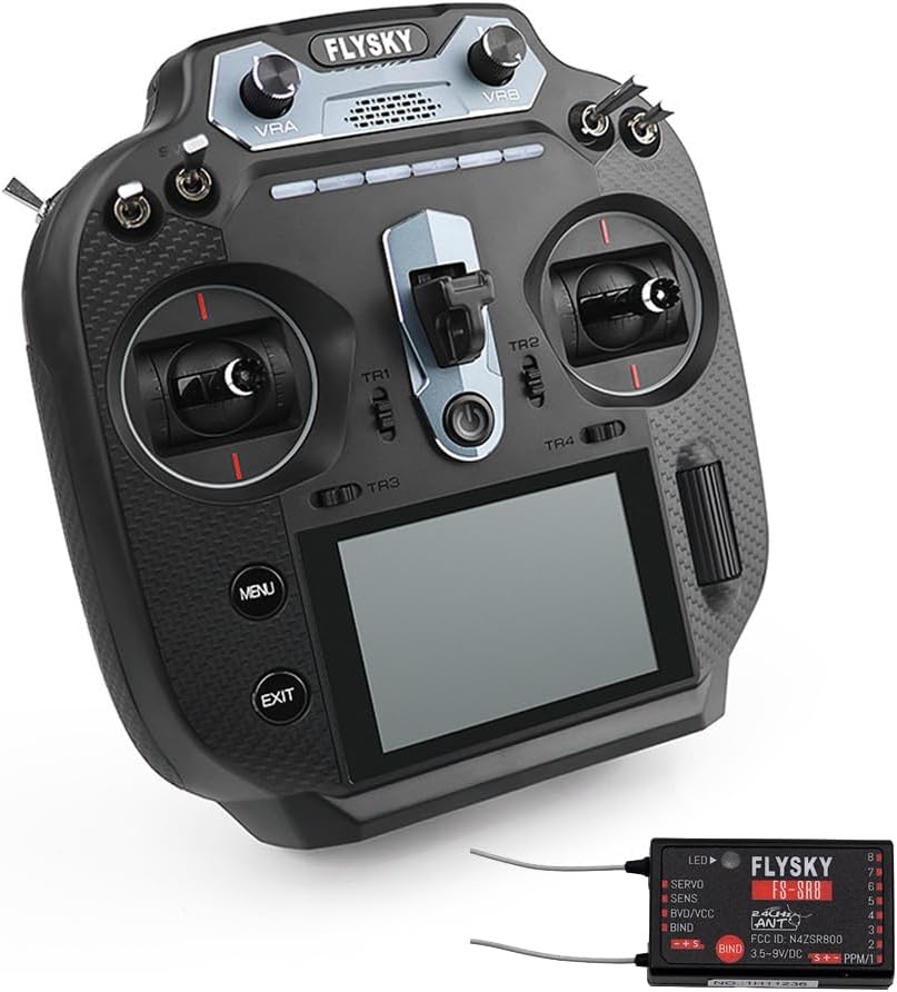 GoolRC Flysky FS-ST16 2.4GHz 16CH Radio Transmitter with FS-SR8 Receiver, 3.5 Inch IPS Screen Dual Antenna Remote Controller with Receiver for RC Car Boat Airplane (Left Hand Throttle)