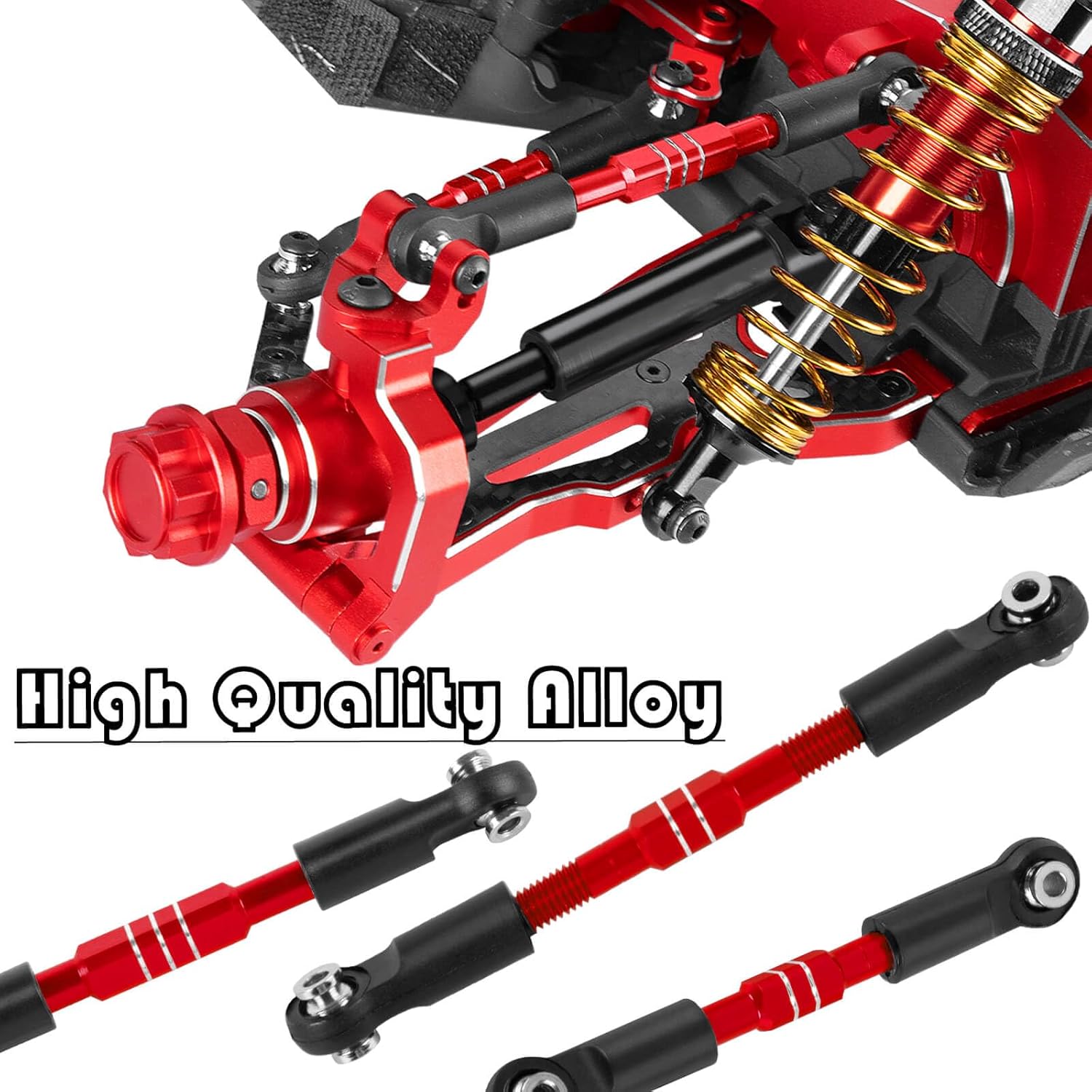Upgrade Parts for 1/10 Big Rock 4X4 V3 3S BLX,RC Shocks&Arms&Caster Blocks hubs&25T Direct Mount Servo Saver&Steering Bellcranks&CVD&Support&Gearbox&Center Driveshafts&Links,Red