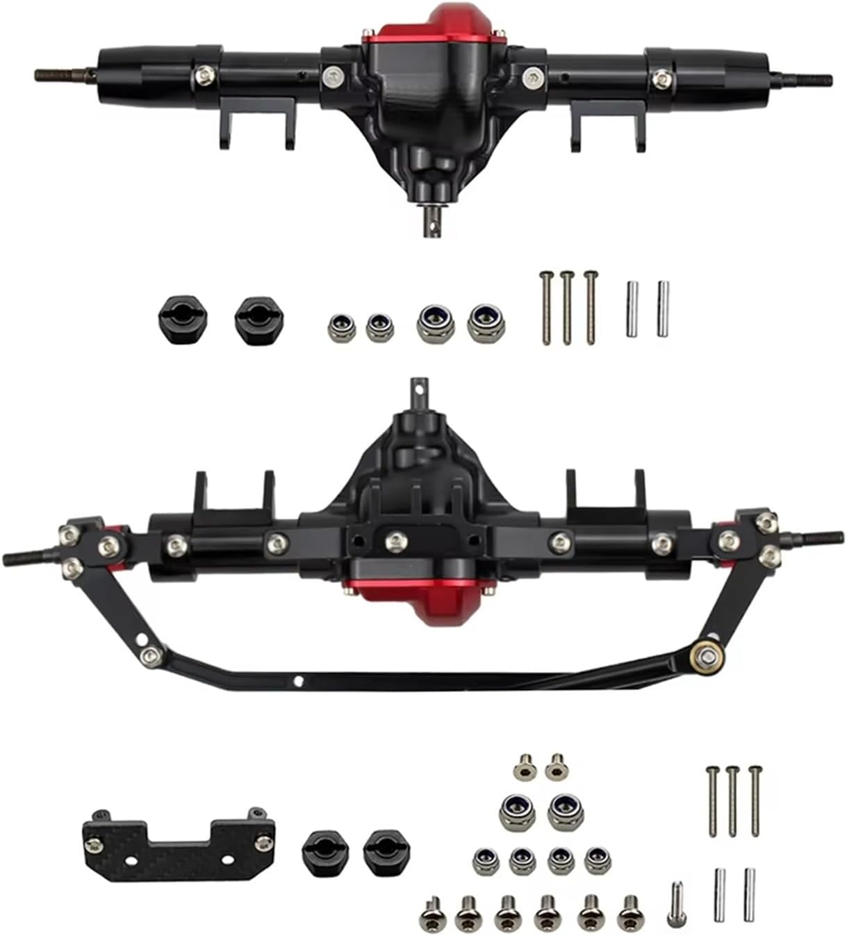 RC Spare Part Compatible with Axial for SCX10 1/10 RC Crawler Car Upgrade Parts CNC Metal RC Car Front Rear Axle Accessories(Rear and Front)