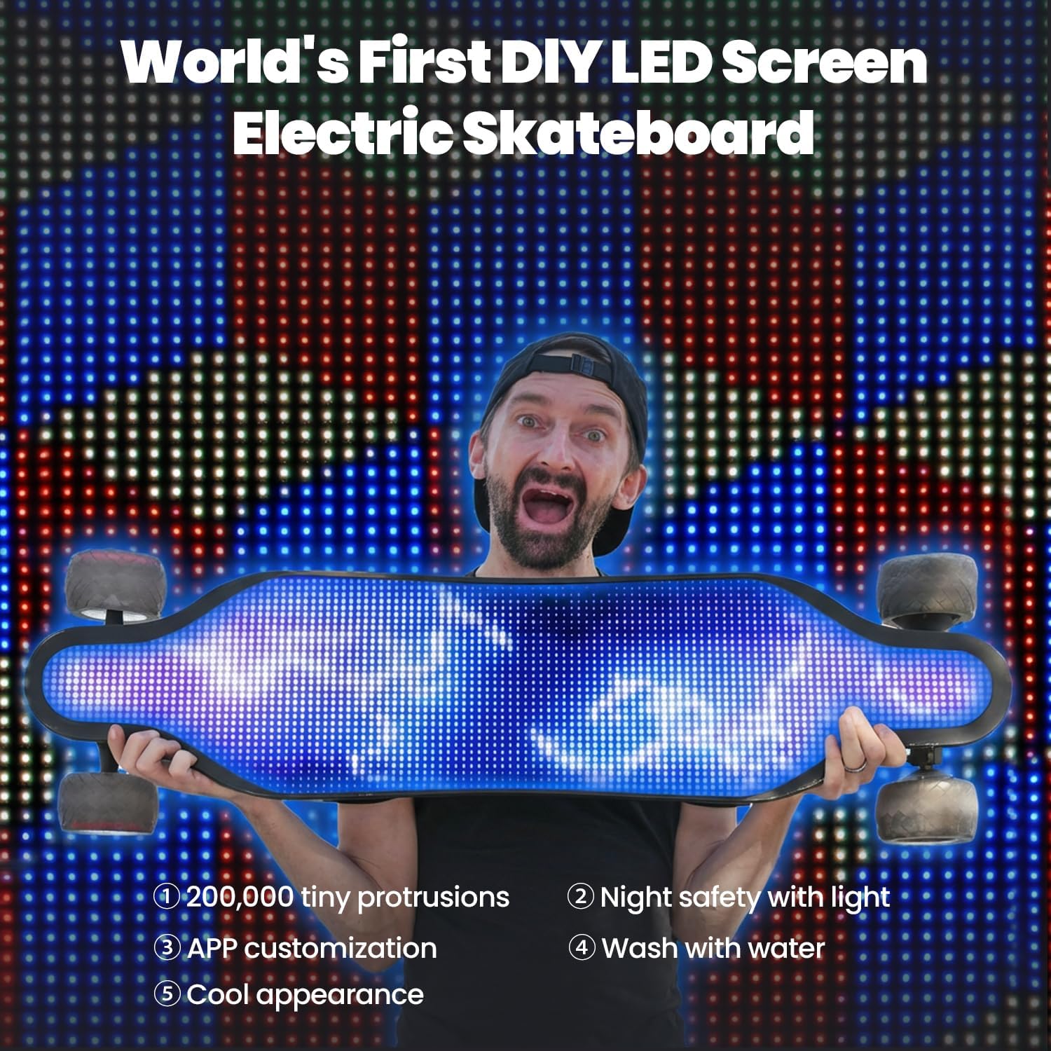 Electric Skateboard with Remote, Max 600W×2 Hub-Motors, Swappable Battery, Up to 28 MPH, 12–25 Miles Range, 4 Speed Modes, Electric Longboard for Adults & Beginners (Flamo / S3 / Pixel Series)