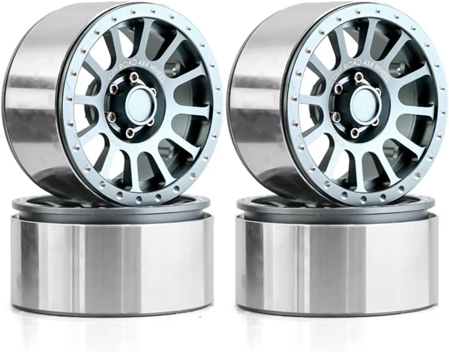 RC Car Parts Compatible with TRAXXAS for TRX4 for Axial for SCX10 for Wraith 1/8 1/10 RC Crawler Car 4Pcs 2.6 Inch Metal Beadlock Wheel Rim Hub