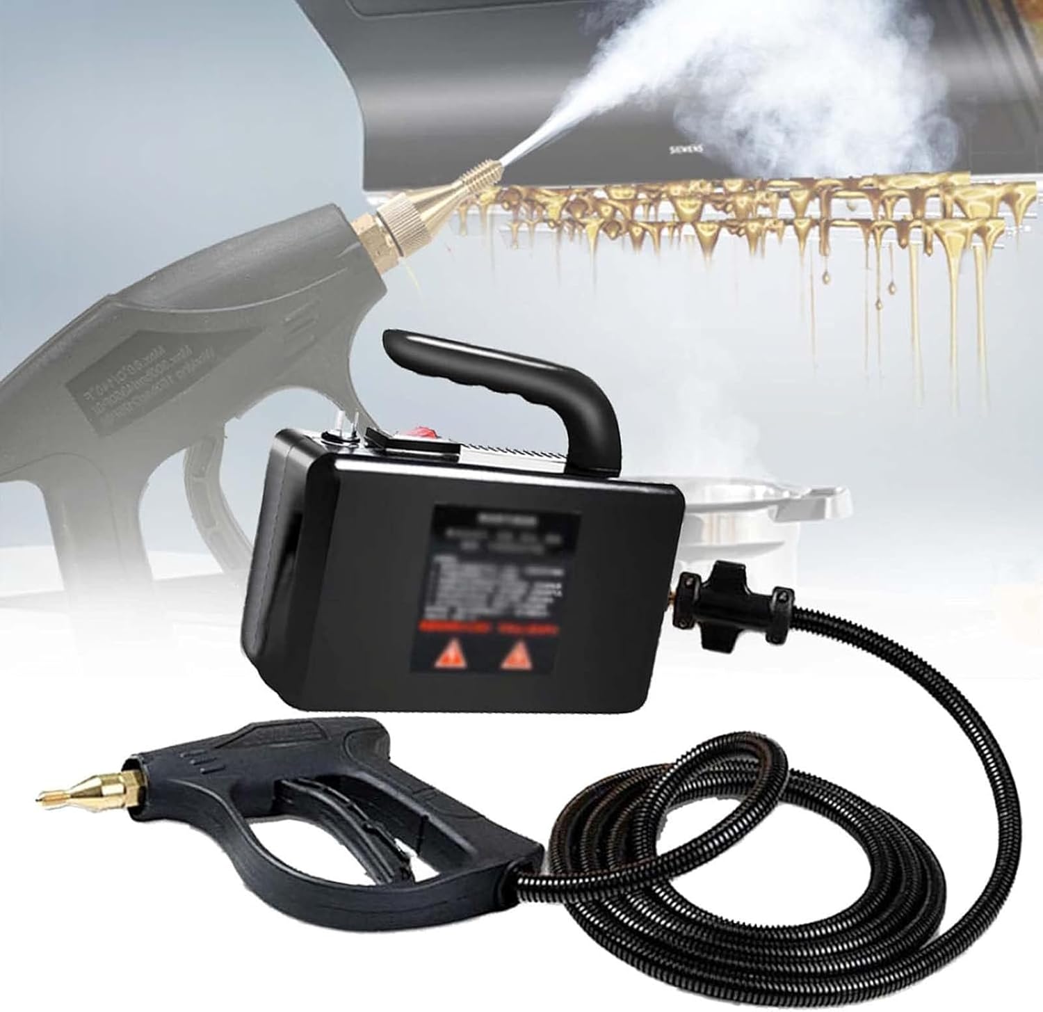 High Pressure Steam Cleaner 2600W,Handheld High Temperature Portable Steamer,for Kitchen,Car,Bathroom and Floor Cleaning,360°All-Round Cleaning Black