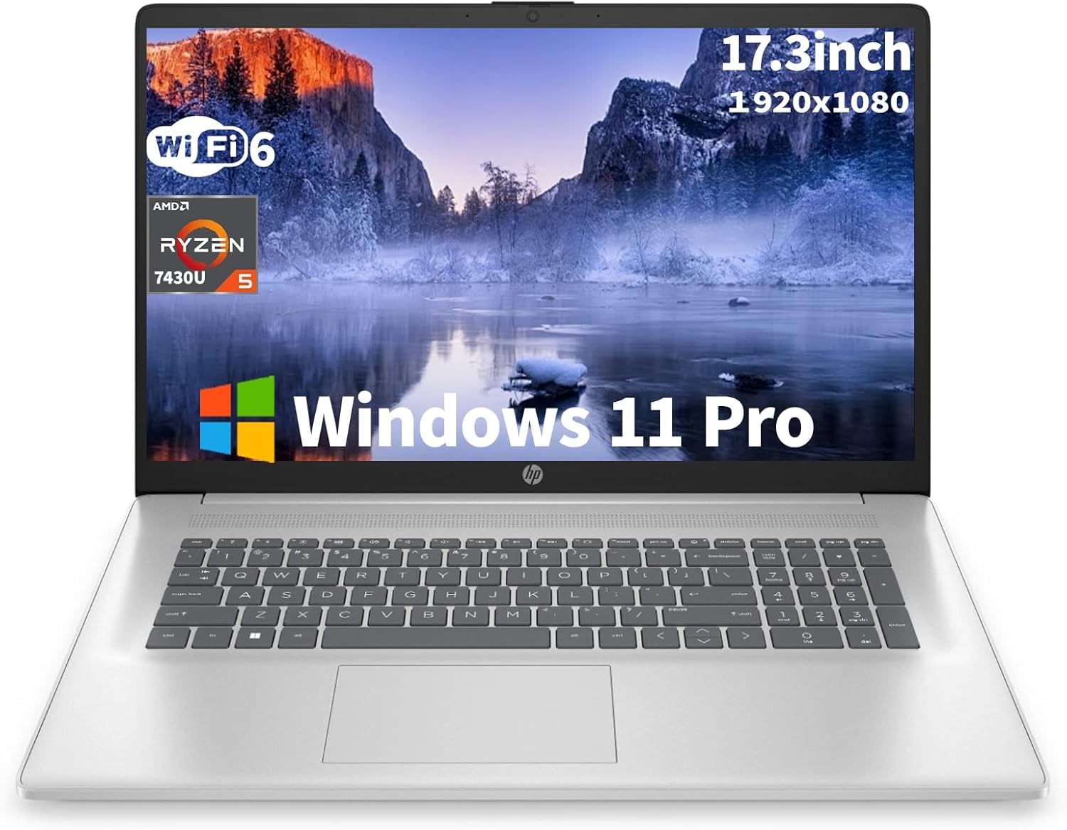 HP 17.3inch Business Laptop Computer - AMD Ryzen 5 7430U 6-Core (4.3GHz), FHD IPS Anti-Glare, AMD Radeon Graphics, Wi-Fi6, Copilot AI, Win 11 Pro, w/Accessories(64 GB RAM | 2 TB SSD)